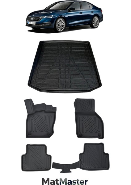 Skoda Octavia 2023 Model 5d Premium Ekstra Havuzlu Paspas ve Bagaj Havuzu Set