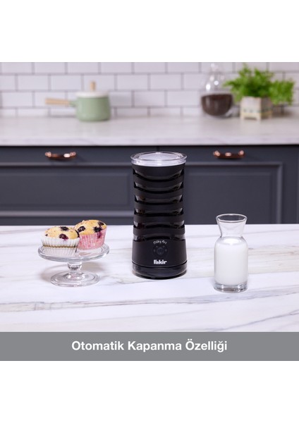 Siyah Süt Köpürtücü ve Isıtıcı - Pratik ve Şık Tasarım