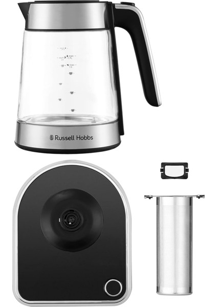 Sıcaklık Ayarlı Paslanmaz Çelik Çay ve Su Isıtıcı, Cam Gövde, 2400W