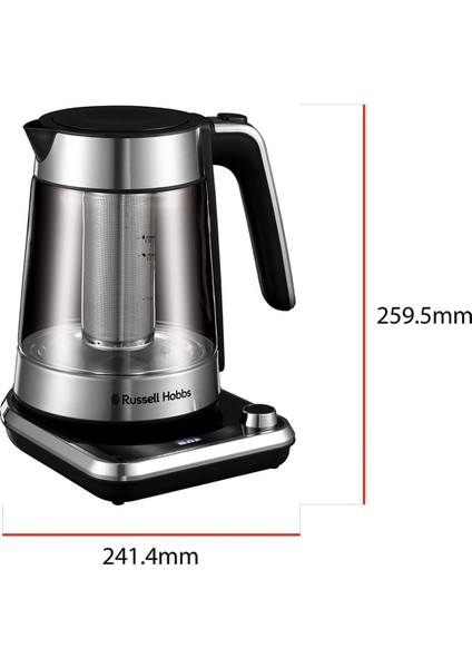 Sıcaklık Ayarlı Paslanmaz Çelik Çay ve Su Isıtıcı, Cam Gövde, 2400W