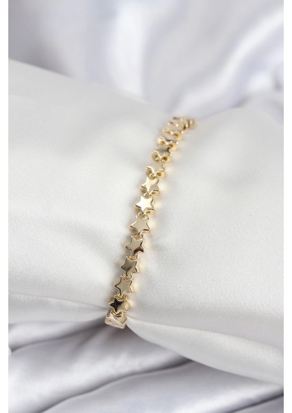 Bfs Pirinç Vıp Seri Gold Renk Sıralı Yıldız Model Kadın Bileklik