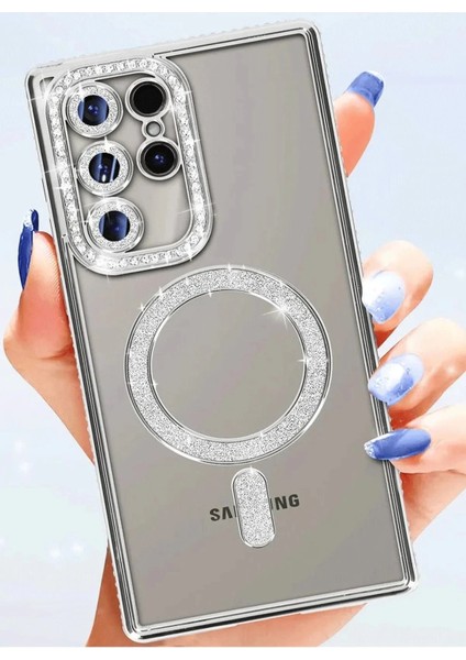 Bfs Samsung Galaxy S25 Ultra Kılıf Joke Simli Magneticsafe Kılıf - Lacivert modelleri