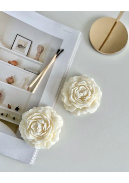 Likya Çiçek Formlu Beyaz Dekoratif Mum – El Yapımı, %100 Doğal & Hediyelik fiyatları