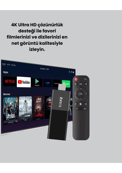 4K Ultra Hd Android Tv Stick – Tak Çalıştır Akıllı Tv Cihazı fiyatları