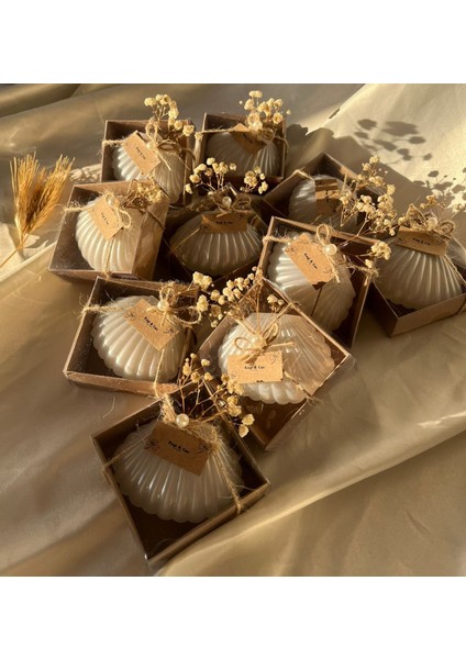 Istiridye Kutulu,mum Içinde,kraft Kutu Hediyelik/söz, Nişan, Kına, Nikah Hediyelikleri/15 Adet fiyatları