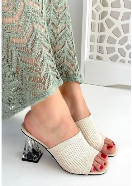 Evra Ten Triko Topuklu Terlik modelleri