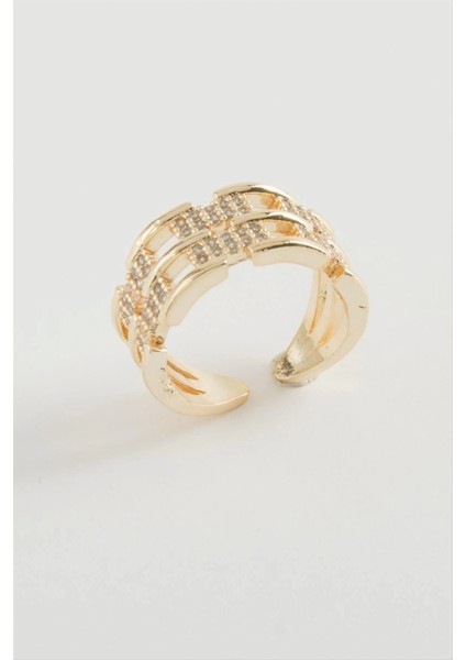 Zincir Şekilli Zirkon Taşlı Yüzük