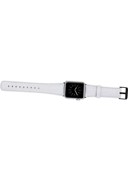 Apple Watch Uyumlu Deri Kordon 42-44-45MM F3 Beyaz modelleri