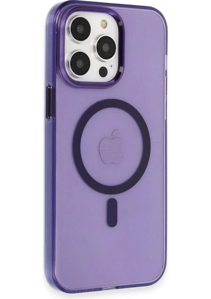 Bfs iPhone 14 Pro Kılıf Tron Şeffaf Magsafe Kapak - Derin Mor