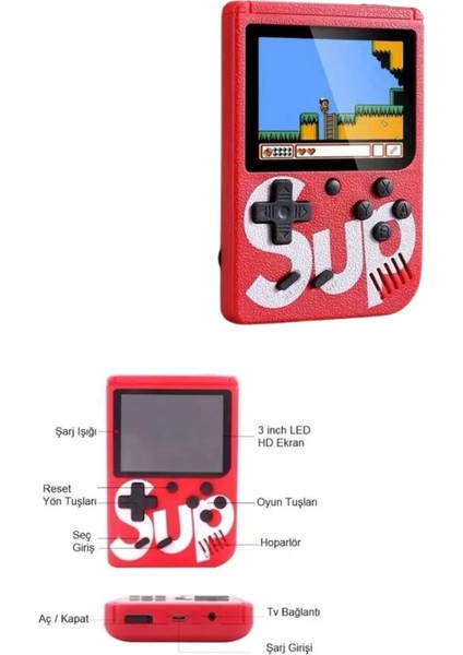 Çocuklara Özel Taşınabilir Sup El Atarisi 400 Oyunlu Nostaljik Oyun Konsolu modelleri