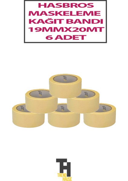 Kağıt Maskeleme Bantı 19 mm 20 Metre 6 Adet