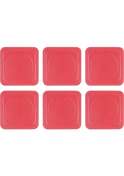 Bardak Altlığı,6’lı Set,masaüstü Yuvarlak Cup Coaster,vegan Suni DERI,11X11 Cm.,fuşya fırsatları