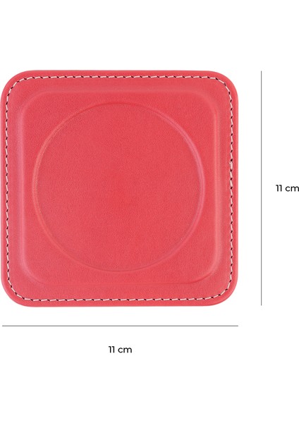 Bardak Altlığı,6’lı Set,masaüstü Yuvarlak Cup Coaster,vegan Suni DERI,11X11 Cm.,fuşya indirimleri