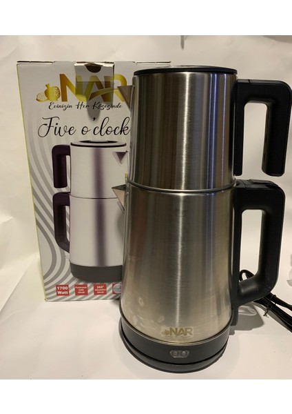 1700W Paslanmaz Çelik Çaycı ve Su Isıtıcı, Iki Fonksiyonlu, Gri