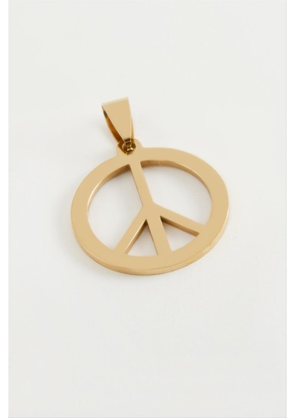 Msa-Shop Barış Işareti Çelik Kolye Ucu 2,5 Cm-Sarı