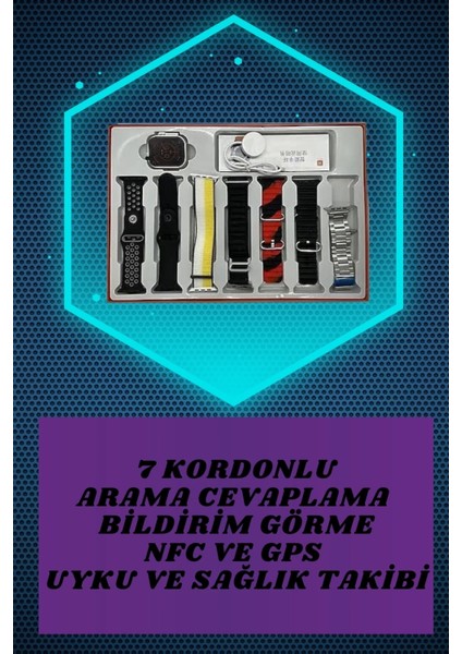 Powerbank Kulaklık ve 7 Kordonlu Akıllı Saat Çoklu Şarj Girişi Bluetooth Bağlantılı modelleri
