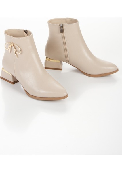 Kadın Ten Kısa Yan Tokalı Kalın Topuklu Sivri Burunlu Bot Cnr1 fırsatları