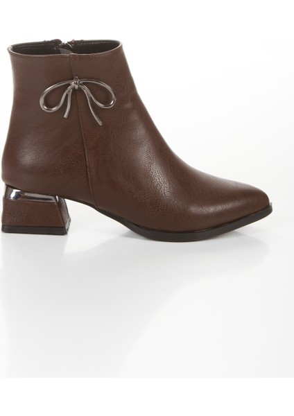 Kadın Kahverengi Kısa Yan Tokalı Kalın Topuklu Sivri Burunlu Bot Cnr1 fırsatları