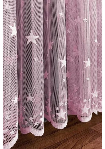 Pembe Yıldızlı Kız Çocuk Odası 1 / 3 Sık Pileli Bebek Perdesi Tül, Perde, Blackout, fırsatları