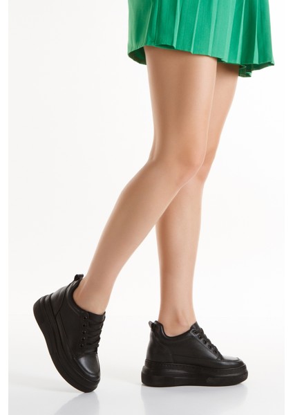 Siyah Kadın Gizli Topuklu Bağcıklı Spor Ayakkabıe fiyatları