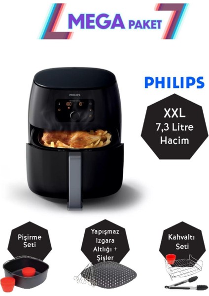 Büyük Kapasiteli Yağsız Fritöz, Izgara, Pişirici ve Kahvaltı Seti Beyaz