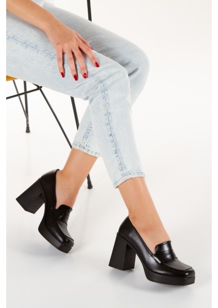 Kadın Siyah Mat Rugan Platform Topuklu Ayakkabı Mimyshoesf fiyatları