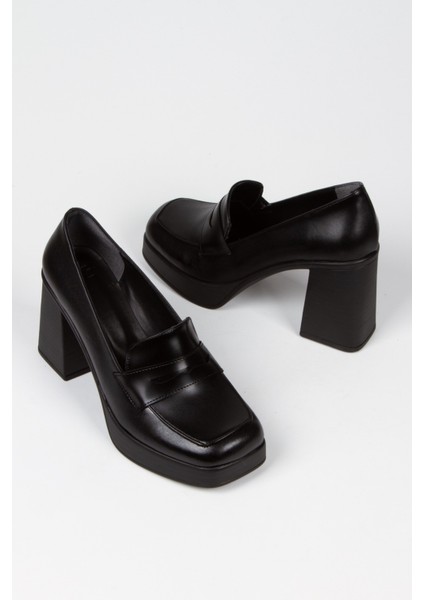 Kadın Siyah Mat Rugan Platform Topuklu Ayakkabı Mimyshoesf indirimleri