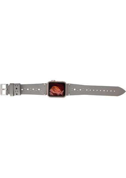 Apple Watch Uyumlu Deri Kordon 38-40-41MM Rst9-Ba8 Gri modelleri