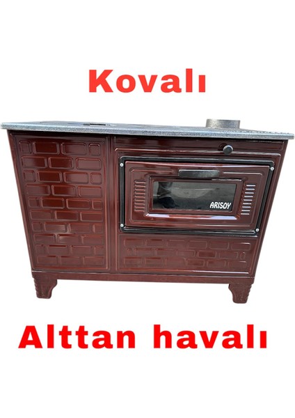 Paris Kahverengi Emaye Uyuyan Kuzine Soba Fırınlı Odun Kömür Sobadı