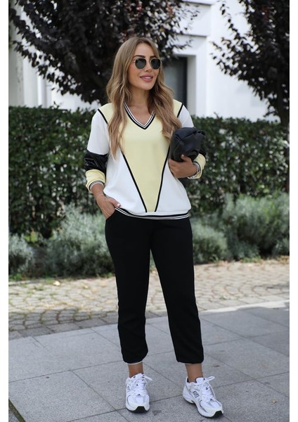 Buketli Kadın Modal Bloklu Renkli Eşofman Ikili Takım modelleri