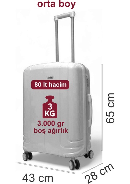Pp Esnek Kırılmaz Orta Boy Valiz 65 cm indirimleri