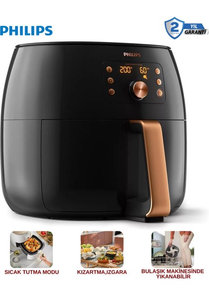 Yüksek Hacimli Turbostar Teknolojili Ultra Premium Hava Fritözü Siyah Bakır