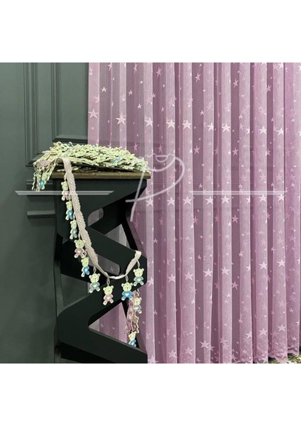 Pembe Yıldızlı Kız Çocuk Odası 1 / 3 Sık Pileli Bebek Perdesi Tül, Perde, Blackout, fiyatları