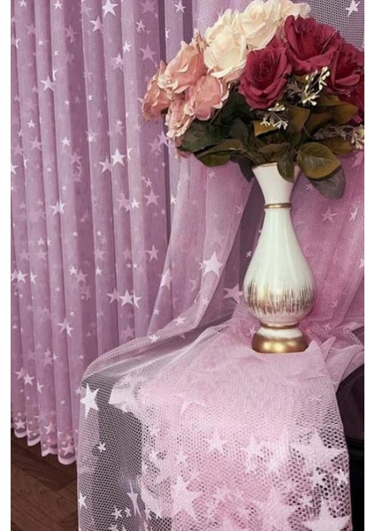 Pembe Yıldızlı Kız Çocuk Odası 1 / 3 Sık Pileli Bebek Perdesi Tül, Perde, Blackout, indirimleri