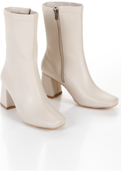 Siyah Kadın Küt Burun Topuklu Fermuarlı Bot Cnr1 fiyatları