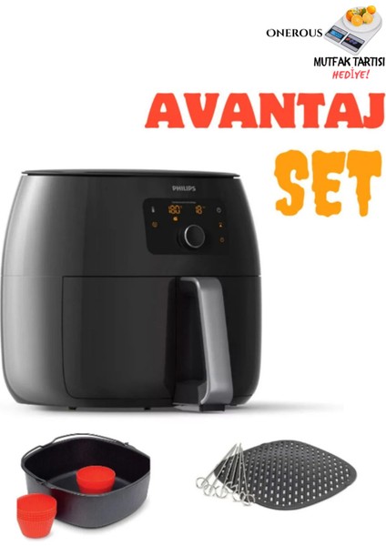7,3 Lt Çok Fonksiyonlu Airfryer Seti, Siyah, Izgara ve Aksesuarlar ile Avantajlı
