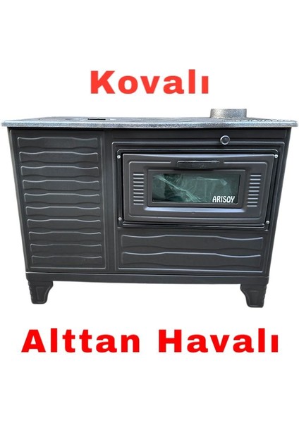 Paris Mat Siyah Emaye Kovalı Kuzine Uyuyan Soba Odun Kömür