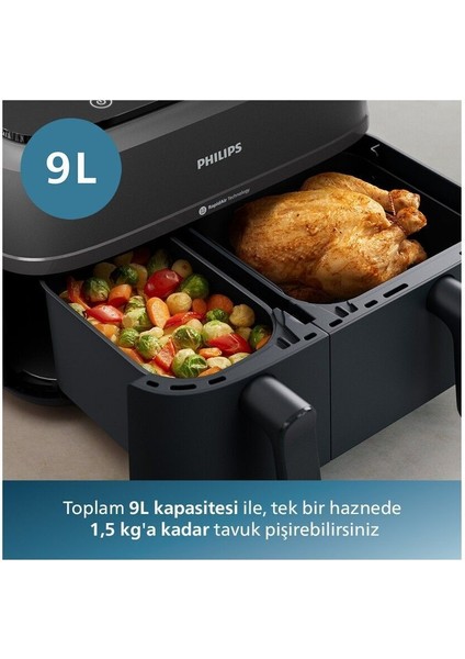 Çift Hazneli 9l Airfryer, 8 Program, Siyah, Pratik ve Sağlıklı Pişirme Cihazı fırsatları