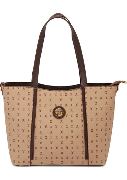 Bej Print Kadın Omuz Çantası - S1WPR0000804-T2E