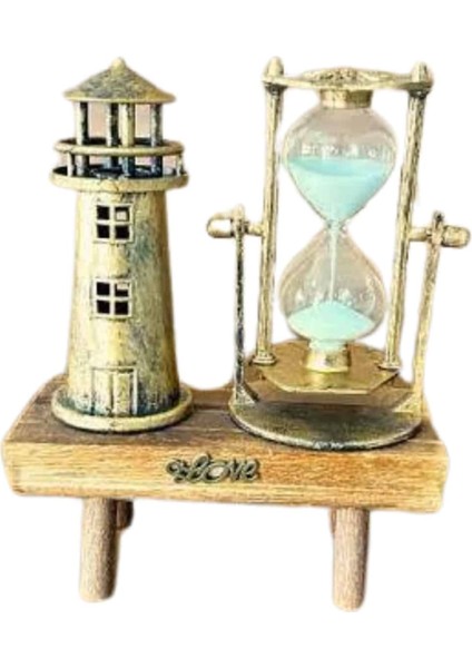 Msa-Shop Hediyelik Eşya Retro Deniz Fenerli Kum Saati Ahşap Görünümlü Dekoratif Eşya fırsatları