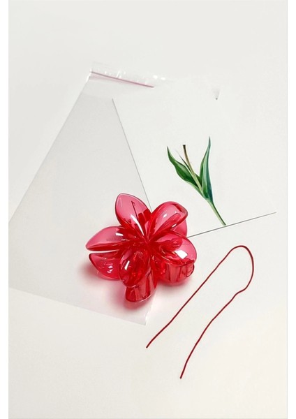 100 Adet Kırmızı Lotus Toka 8 cm Kına Seti