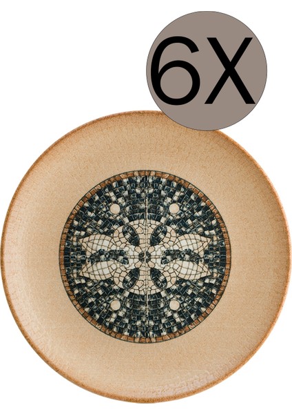 Mezopotamya Mozaik Kahve Gourmet Düz Tabak 30 cm 6'lı Takım S-MT-MZPMWGRM30DZ