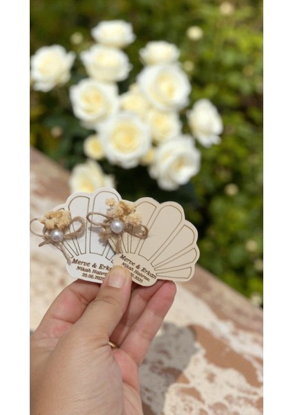 25 Adet Ahşap Hediyelik Deniz Kabuğu Şekilli Magnet Nişan, Kına, Nikah Magneti ,bebek Doğum, Mevlit modelleri