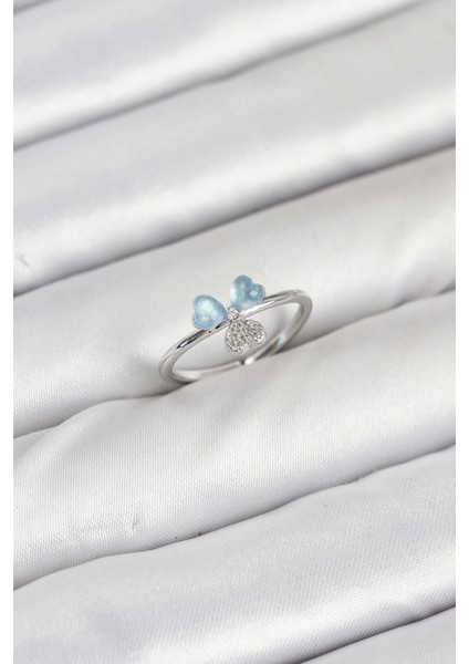 Bfs Pirinç Gümüş Renk Yonca Model Kadın Yüzük