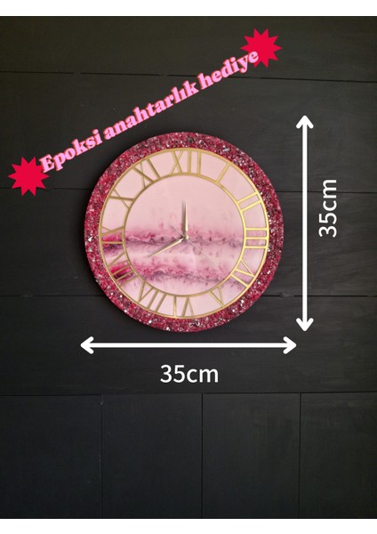 Duvar Saati - 35CM - Modern Dekoratif Duvar Saati - Epoksi Duvar Saati - El Yapımı Duvar Saati