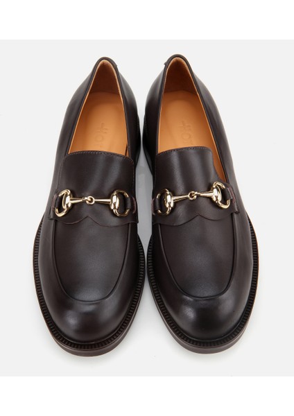 01AYH312980A480 KADIN Deri Kahverengi Tokalı Klasik Loafer