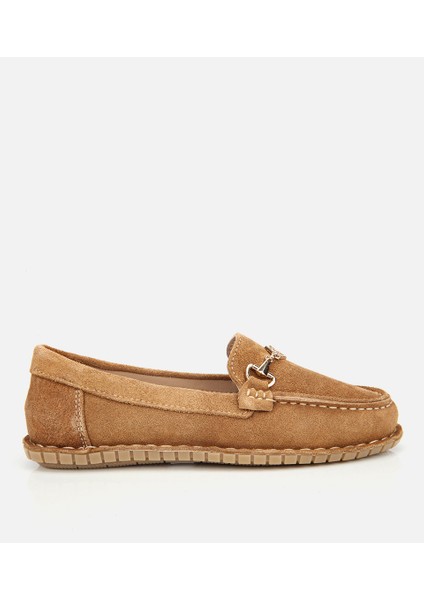01AYH311010A370 KADIN Süet Deri Taba Esnek Tabanlı Tokalı Günlük Loafer