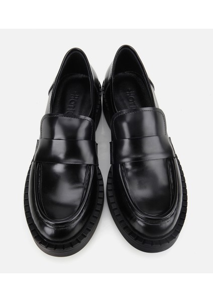 01AYH312990A100 KADIN Açma Deri Siyah Günlük Loafer