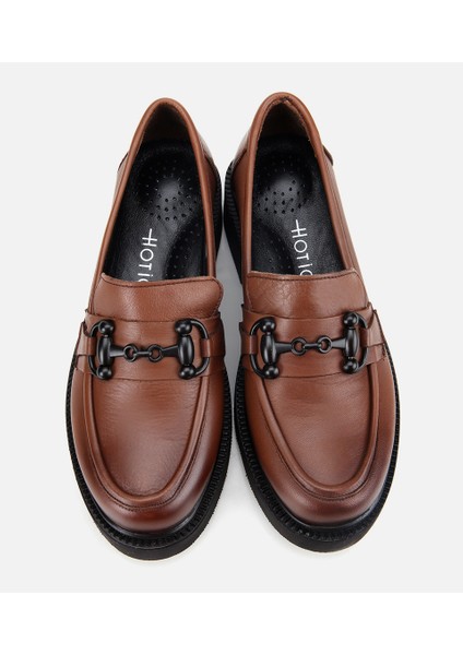 01AYH314410A410 KADIN Deri Kahverengi Kalın Tabanlı Klasik Loafer