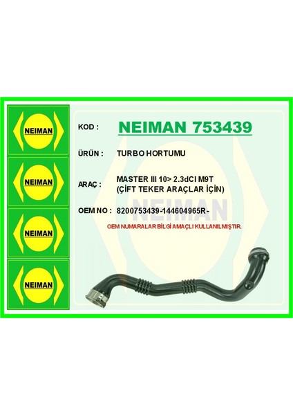 Turbo Hortumu Master Iıı 10> 2.3dcı M9T Çift Teker Araçlar Için